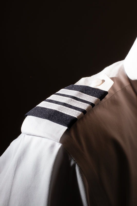 EPAULETS, WHITE NYLON ON BLACK