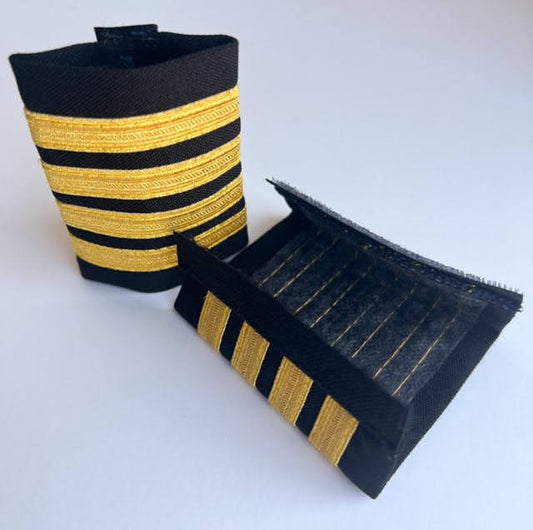 VELCRO EPAULETS, Gold Metallic on Black/Navy