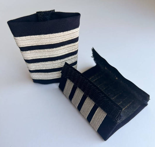 VELCRO EPAULETS, Silver Metallic on Black/Navy