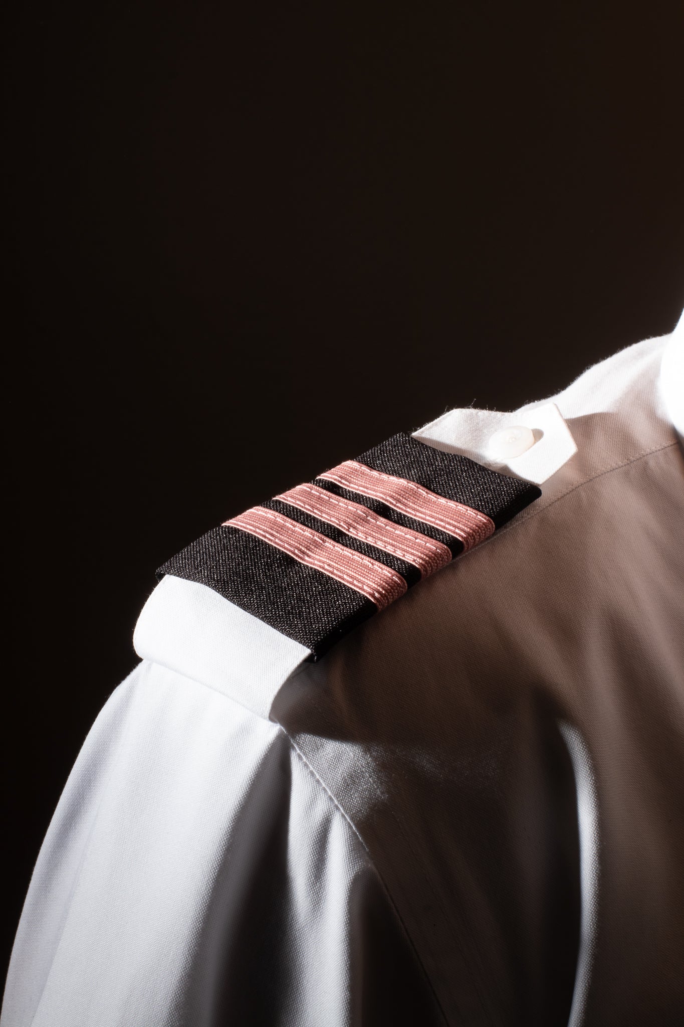 EPAULETS, PINK NYLON ON BLACK