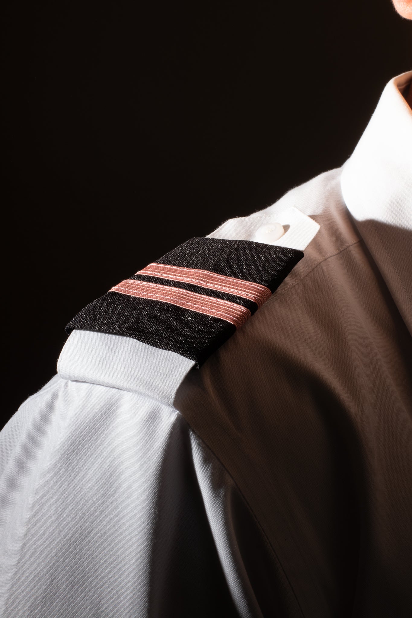 EPAULETS, PINK NYLON ON BLACK