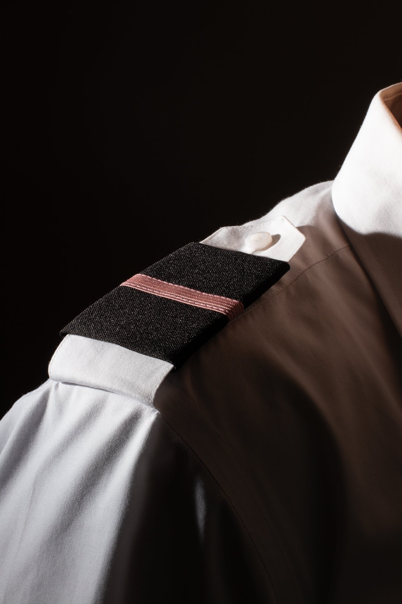 EPAULETS, PINK NYLON ON BLACK