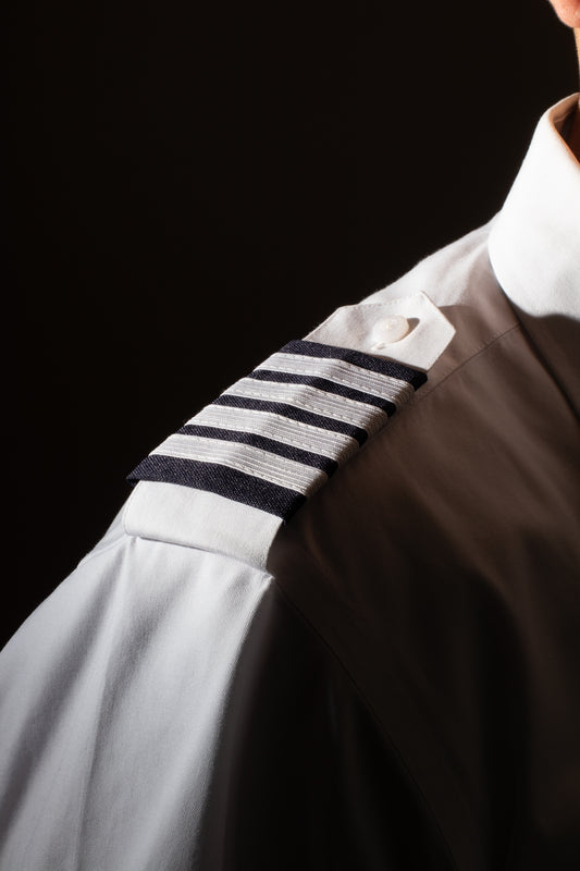 EPAULETS, WHITE NYLON ON NAVY