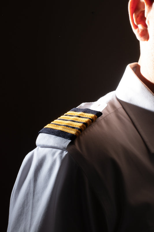 EPAULETS, GOLD METALLIC ON NAVY