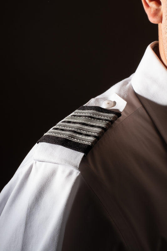 EPAULETS, SILVER NYLON ON BLACK