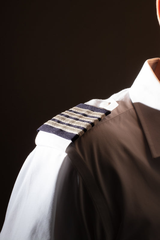 EPAULETS, SILVER METALLIC ON NAVY